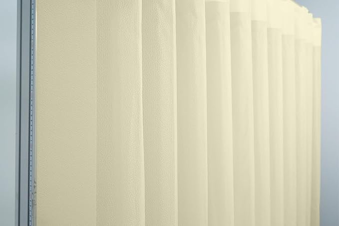 Motorized Sheer Vertical Blinds Work with Alexa Google Home, Light Filtering Smart Vertical Blind Sliding Door Blinds Remote Control Blinds for Sliding Glass Door Customize, Light Beige