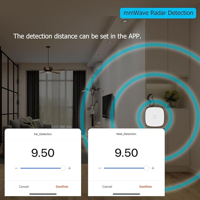 Presence Sensor, WenzhiIoT Smart Motion Sensor Zigbee 5.8 GHz Radar MmWave Presence Sensor Movement Body Motion Detection with Luminance/Distance Tuya Smart Life Home Assistant
