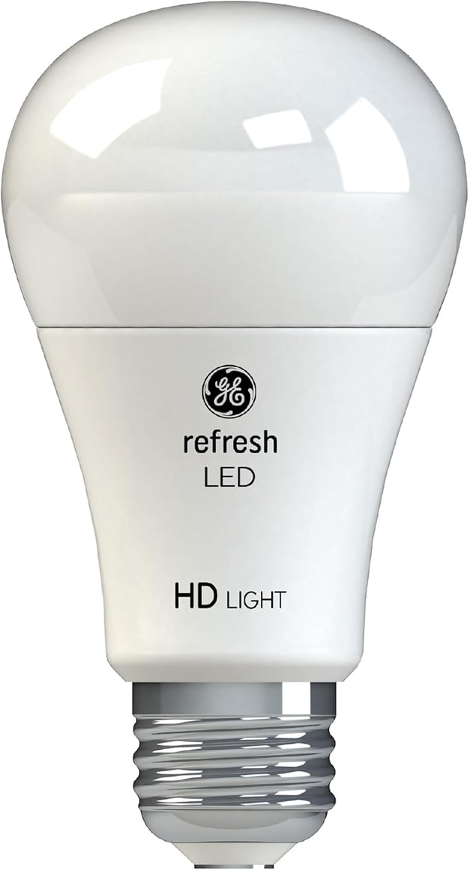GE Refresh HD LED Light Bulbs 60W Replacement, Daylight, A19 General Purpose, Dimmable, Energy-Saving Bright White Light for Active Spaces, 10W 800 Lumens, Long-Lasting (24 Pack)