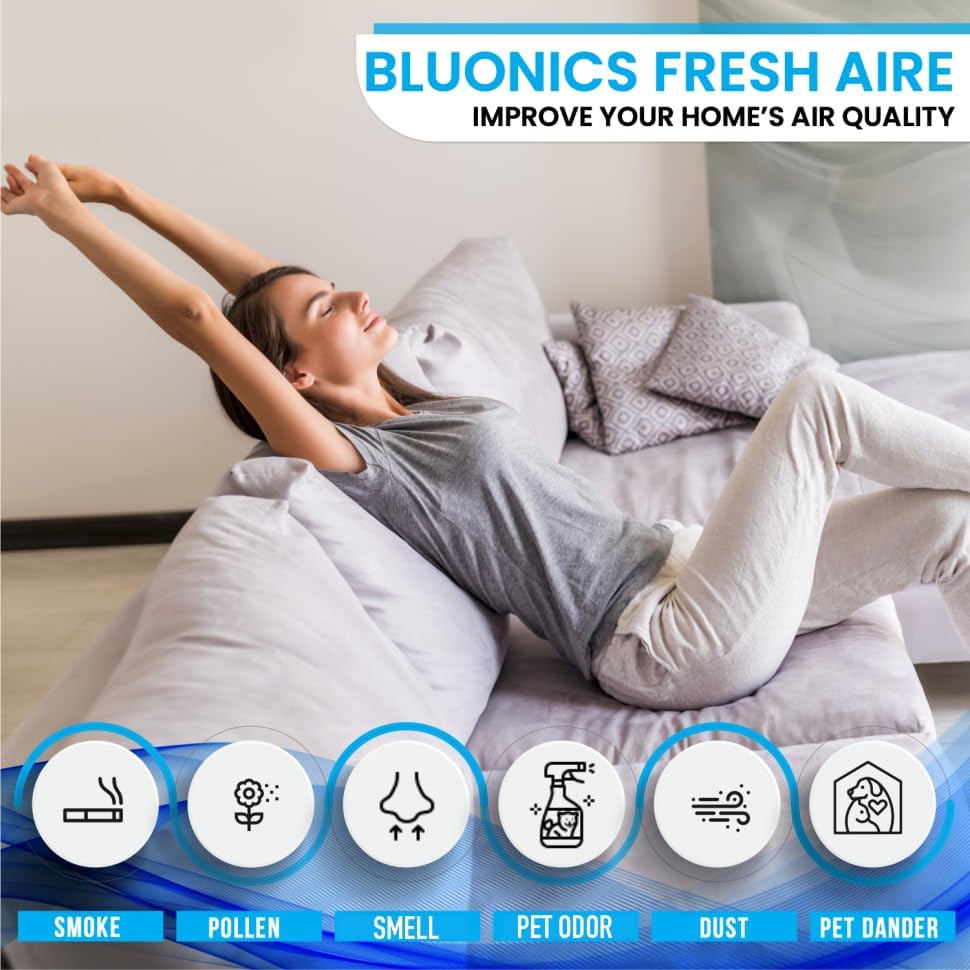 Bluonics Fresh Aire 4-Pack Water Air Washer, Water-Based Air Revitalizer & Room Freshener with 4 Fragrance Bottles, 7-Color LED Night Light and Relaxing White Noise