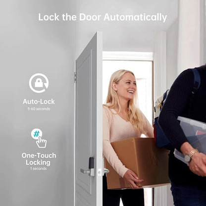 Hornbill WiFi Smart Lock with Handle, Keyless Entry Biometric Fingerprint Lock with Auto-Lock, Keypad Passcode Deadbolt Lever for Home Front Door Bedroom