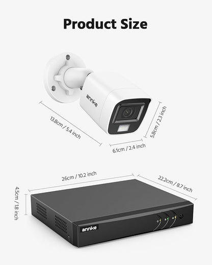 ANNKE 8CH 3K Lite Wired Security Camera System, H.265+ DVR with AI Human/Vehicle Detection, 4X 1080p CCTV Bullet Cams, Smart Color Night Vision, Easy Remote Access, IP67, No Hard Drive Disk