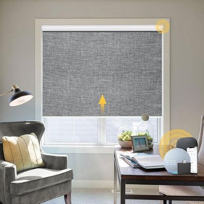 Motorized Blinds with Remote Smart Blinds for Window Blackout Roller Shades Cordless Automatic Shades Electric Blinds Compatible with Alexa & Google Assistant,Custom Gray,Customize Size