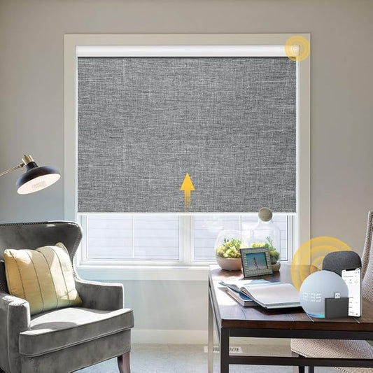 Motorized Blinds with Remote Smart Blinds for Window Blackout Roller Shades Cordless Automatic Shades Electric Blinds Compatible with Alexa & Google Assistant,Custom Gray,Customize Size