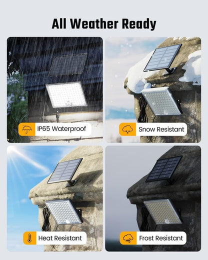 SUPERDANNY Solar Outside Lights with 113 Bright LEDs 7000K with 16ft Cable