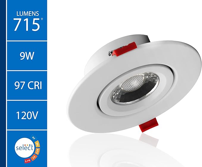 DGC 4-inch White Selectable Canless Adjustable Gimbal LED Recessed Downlight (DGC43120SRDWH)