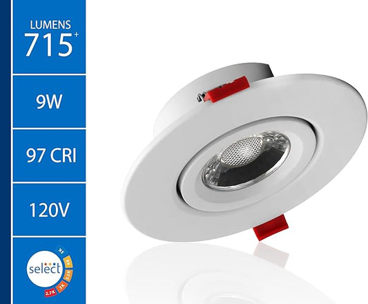 DGC 4-inch White Selectable Canless Adjustable Gimbal LED Recessed Downlight (DGC43120SRDWH)