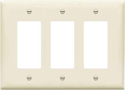 ENERLITES Triple Decorator Switch Cover, Three Gang Outlet Wall Plate, Gloss Finish, Mid-Size 3-Gang 4.88" x 6.77", Unbreakable Polycarbonate Thermoplastic, UL Listed, 8833M-LA, Light Almond
