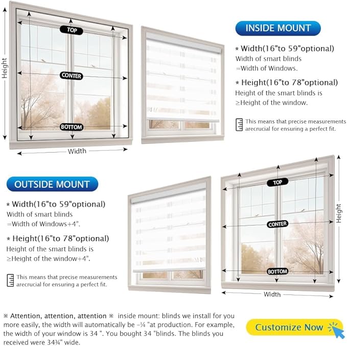 Zebra Motorized Blinds with Remote, SolarPowered Shades, Dual Layer Blackout, Custom Size SmartElectric Blinds
