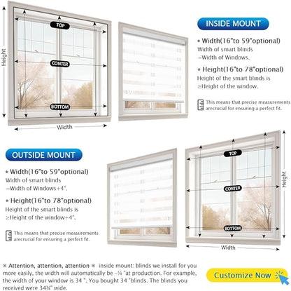Zebra Motorized Blinds with Remote, SolarPowered Shades, Dual Layer Blackout, Custom Size SmartElectric Blinds