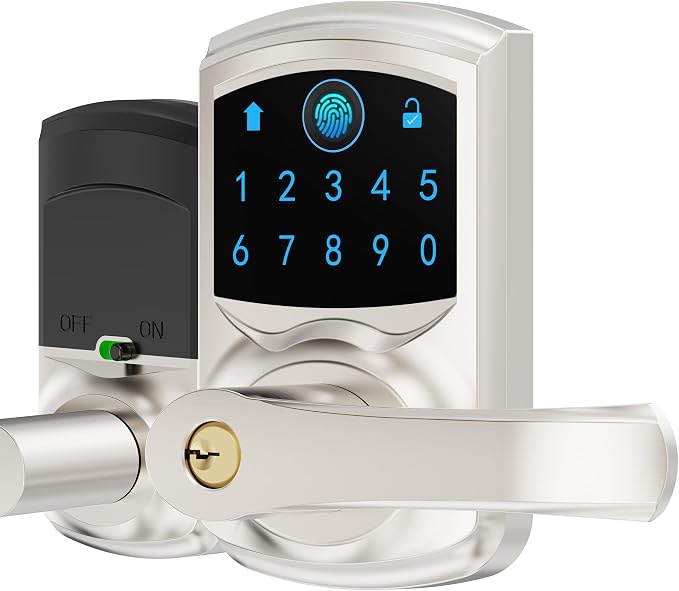 Fingerprint Smart Keyless Keypad Door Lock with Handle Biometrics Deadbolts