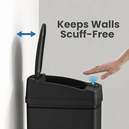 iTouchless 13 Gallon Sensor Trash Can with Lid, Pet Lock & Odor Filter, Patented 50L Automatic Motion Sensor Kitchen Garbage Can Luxury Fingerprint-Proof Stainless Steel Rectangular Wastebasket, Black
