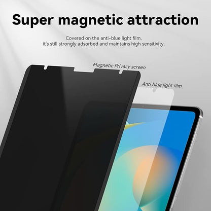 IPROKKO Magnetic Privacy Screen Protector Compatible with iPad Pro 12.9 Inch (6th/5th/4th/3rd Generation, 2022 2021 2020 2018), Removable Anti Blue Light Glare Spy Private Filter Black Security Cover