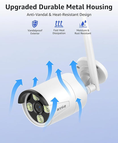 ANNKE 2Pcs 2K Add-On Wi-Fi Outdoor Security Cameras, 3MP Wireless IP Camera