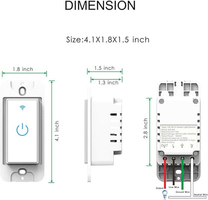 Double Smart Home Light Switch WiFi Wall Switch Compatible with Alexa Google Assistant