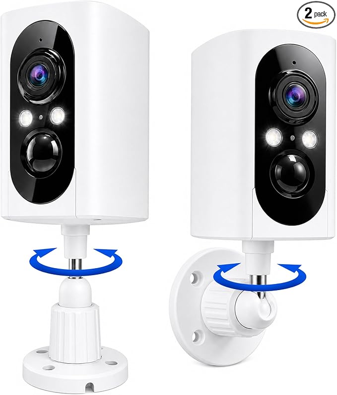 355° Pan Rotate Cameras 2 Pack, 2K Video, Security Cameras Wireless Outdoor