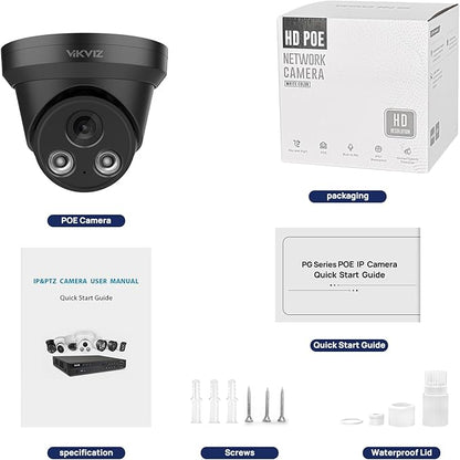 5MP PoE Camera,Smart Human/Vehicle Detection IP Camera,Built-in Mic,2.8mm Lens 105°Wide Angle Vision POE Security Camera,98ft IR Night Vision, 24/7 Recording,IP67 Waterproof, NDAA Compliant (Black)