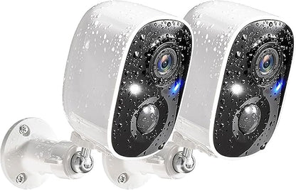 GMK Security Cameras Wireless Outdoor, 2K Color Night Vision AI Motion Detection 2-Way Talk Battery Powered WiFi Home Indoor Camera IP65 Weatherproof Spotlight Siren Alarm Cloud/SD Storage 2-Pack