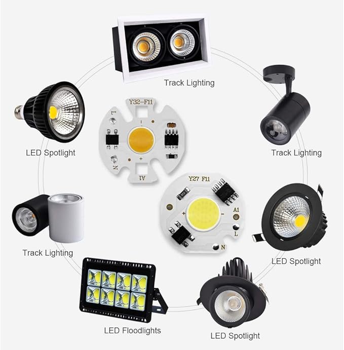 Fengyan Landscape Lights 5pcs Outdoor Flood Light COB LED Lamp Chips AC 220V 3-9W LED Bulb Lamp Smart IC Driver Bulbs Light DIY Spotlight Downlight Chips LED Street Lamp