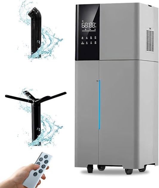 LACIDOLL Humidifier Large Room,26L/6.8Gal Whole House Humidifiers for Home 3000 sq.ft,1800ml/H Cool Mist Humidifier Baby, Top Fill Humidifiers for Bedroom Plant with 360° Nozzle & Extension Tube,Grey