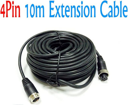 4Pin 18 LED IR Night Vision CCD Car Rear View Parking Reverse Camera + 4 Pin Connector Extension Cable for 12V/24V Bus Truck Trailer RV Caravan(Black Camera with 10m/33ft Cable)