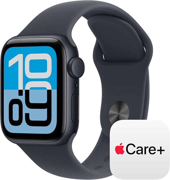 Apple Watch SE 3 [GPS 40mm] Smartwatch with Midnight Aluminium Case with Midnight Sport Band - S/M. Fitness and Sleep Trackers, Heart Rate Monitor with AppleCare+ (2 Years)