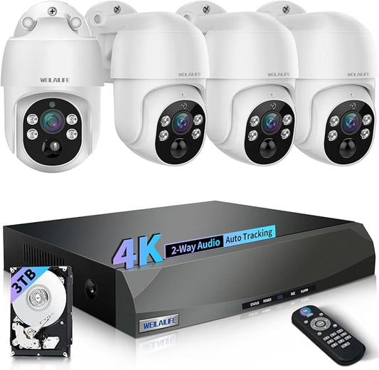 【90-Day Storage & 4K Ultra HD】 Wired Security Camera System, Outdoor POE Security Cameras, IP Camera System, Home Video Surveillance DVR Kits