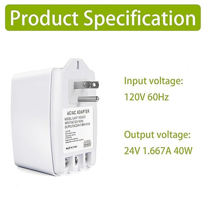 2 Pack 24V 40VA Transformer, Doorbell Transformer Plug into Outlet Compatible with Nest Ecobee Sensi Honeywell Door Bell Transformer and All Versions of Ring Doorbell Thermostat