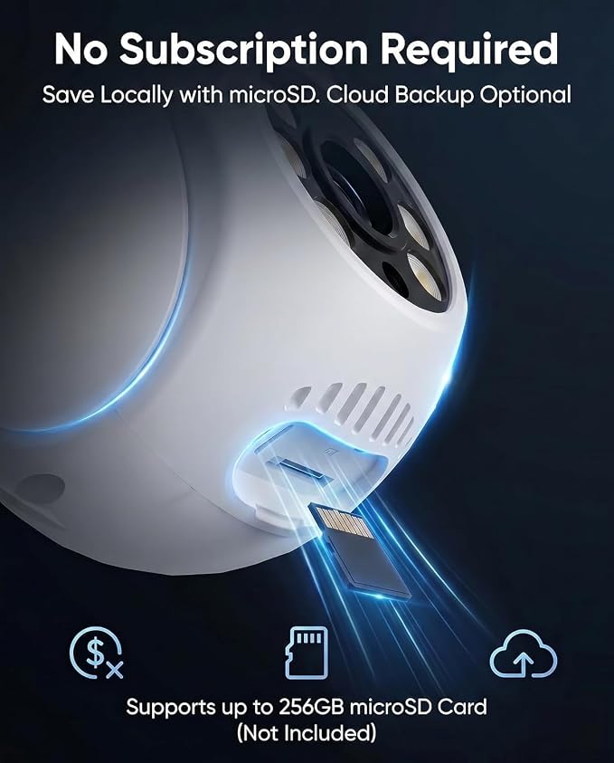 2.5K 4MP Security Camera Outdoor 5G/2.4G WiFi 360°View Color Night IP65 PTZ