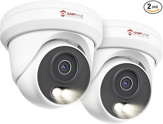 Anpviz 2-Pack 5MP PoE IP Camera, Turret Security IP Camera Outdoor Wired