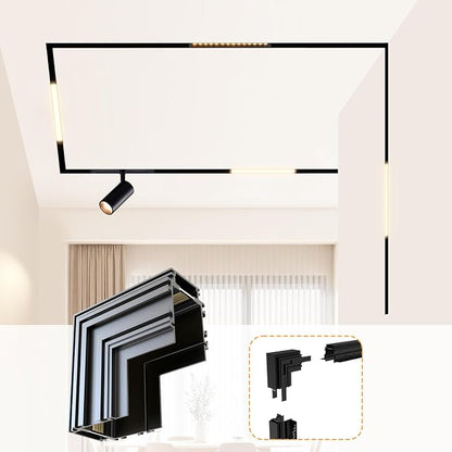 90-Degree Corner Connector for 4-Wire Magnetic Track | Aluminum Alloy Vertical Shape Joint, Recessed Rail for LED Track Light, ONLY Compatible Rails, ETL Certificate