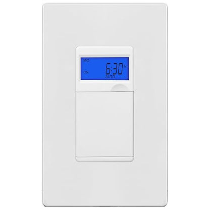 ENERLITES 7-Day Programmable Timer Switch, with Blue Backlight | UL Listed, Digital In-Wall Switch Timer with 18 ON/OFF Settings, Neutral Required, Single Pole, 1 Pack