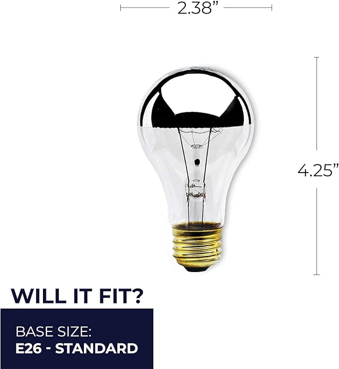Bulbrite 60A19HM - 60W A19 Half Mirror (12/120)