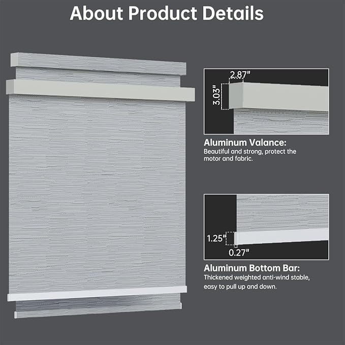 Motorized Blinds with Remote, Light Filtering Smart Blinds for Windows Automatic Roller Shades Compatible with Alexa, Motorized Shades Customized for Living Room Home Office (Jacquard Beige)