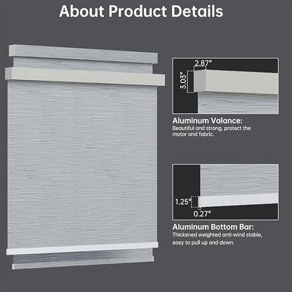 Motorized Blinds with Remote, Light Filtering Smart Blinds for Windows Automatic Roller Shades Compatible with Alexa, Motorized Shades Customized for Living Room Home Office (Jacquard Beige)