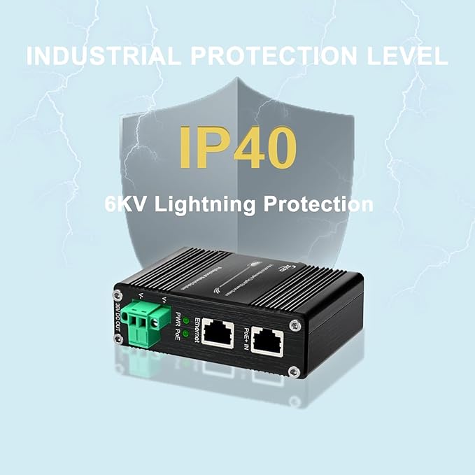 Htfoevrxs Industrial Hardened Gigabit 30W PoE+ Splitter IEEE802.3at/af 36V DC Output Power Supply for Security Cameras, Access Control Systems