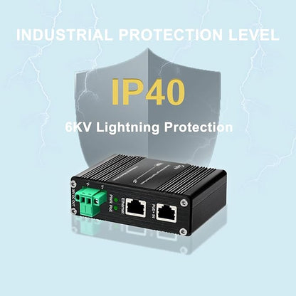 Htfoevrxs Industrial Hardened Gigabit 30W PoE+ Splitter IEEE802.3at/af 36V DC Output Power Supply for Security Cameras, Access Control Systems