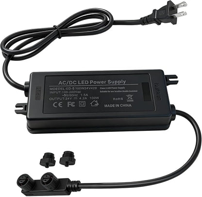 24V 100W Power Adapter for Philips Hue Bridge Outdoor Lighting | IP67 Waterproof Double Connector Power Supply Compatible with Philips Hue Lily Spot, Lily XL, Calla Pathway, Impress Lights