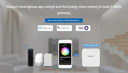 Miboxer LS2 LED Strip Lights 5 in-1 Controller, Compatible with Single Color, RGB, RGBW, WW+CW, RGB+CCT LED Strip Lights, Smartphone APP Control via Gateway (Excluded)