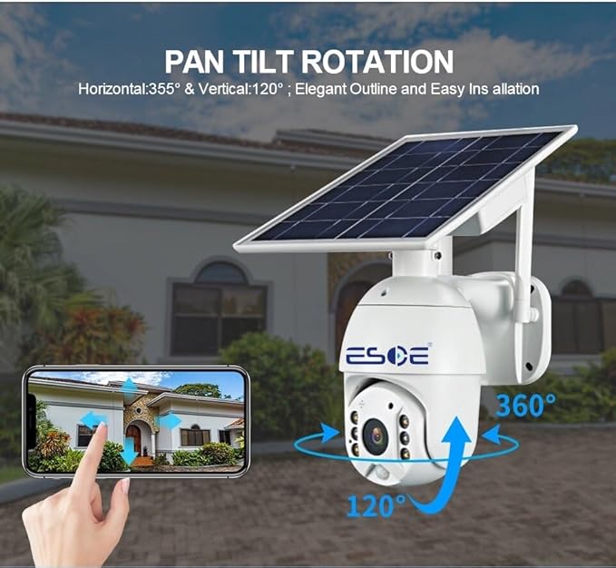 UBOX APP 2MP WiFi 4G Solar PTZ Camera IP Surveillance 1080P 4G Wireless Panel Battery Power CCTV Solar Camera (1920 x 1080,WiFi)