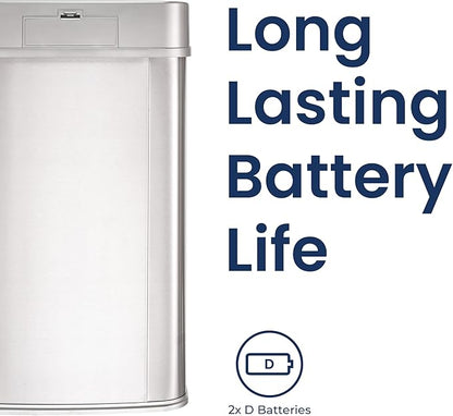 Ninestars 13 Gallon Automatic Trash Can, 50L Touchless Motion Sensor Garbage Can with Odor-Sealing Lid, Rectangular Stainless Steel, Silver Trim