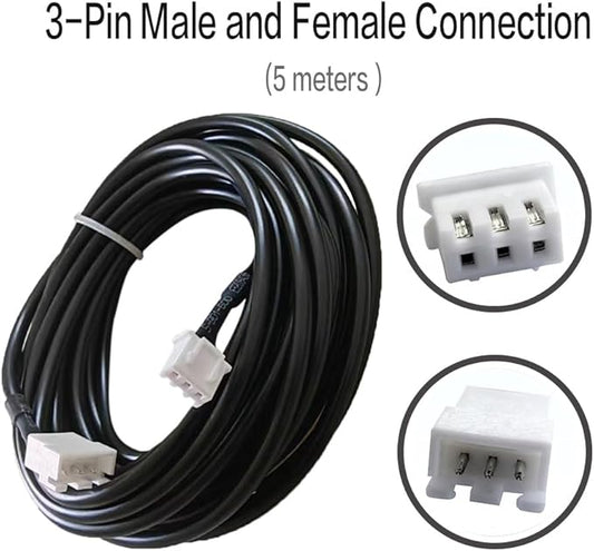 WiFi Temperature and Humidity Sensor Extension Cable for Tuya WiFi Smart Temperature & Humidity Sensor Controller | 5m 16.4 ft 3-Pin Male and Female Connection Wire |Patch Wire