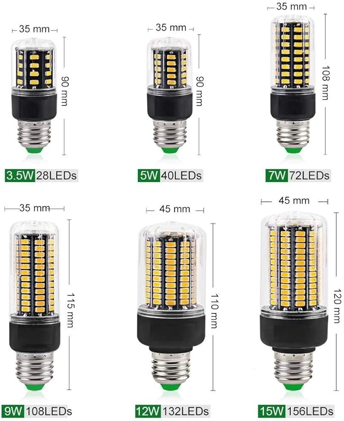 Home Bulbs 2pcs E27 E14 SMD5736 AC 110V 220V LED Lamp Bulbs, 3.5W 5W 7W 9W 12W 15W 20W Smart IC No LED Corn Light for Living Room Household Lamp
