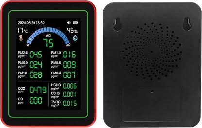 18 in 1 Air Quality Meter, CO2 HCHO TVOC PM2.5 Indoor Temp Detect Tester with Data Storage for Home Indoor Air Quality measurement