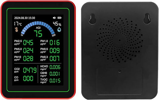18 in 1 Air Quality Meter, CO2 HCHO TVOC PM2.5 Indoor Temp Detect Tester with Data Storage for Home Indoor Air Quality measurement
