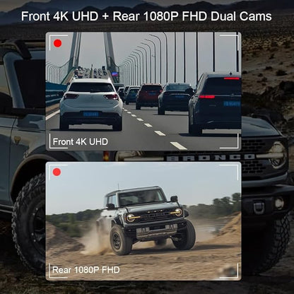 4K Dash Cam Fit for Ford Bronco 2021 2022 2023 2024, Does Not Fit 2025 Bronco, Does Not Fit Ford Bronco Sport, WiFi & App, 128GB Card (F10pro)