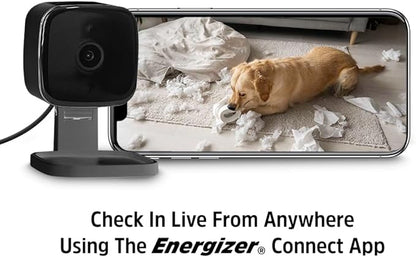 Energizer Smart 2K QHD Security Camera, Wired Indoor 2.4Ghz Wi-Fi Camera, 2-Way Audio, Night Vision, Motion Detection & Instant Alerts, App Control, Cloud & Micro SD Storage, Foldable for Privacy