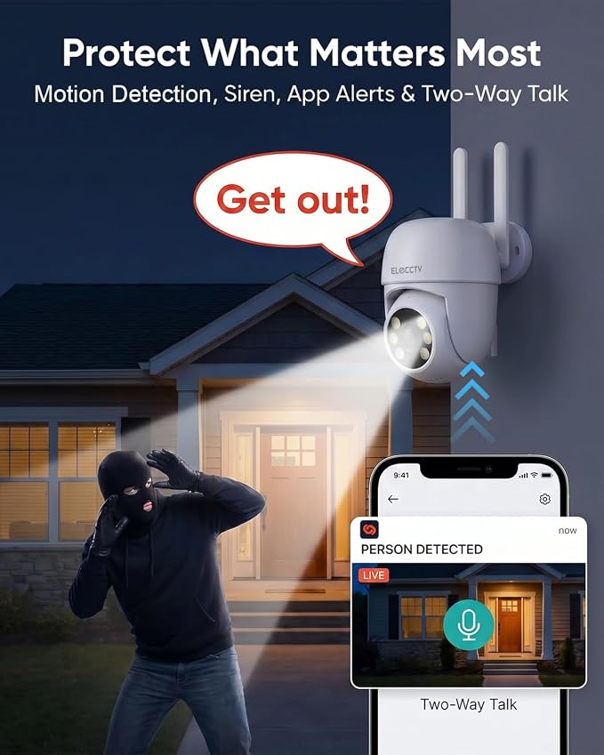 2 Pack 4MP 2.5K Security Camera Outdoor 360° View 5G/2.4G WiFi PTZ IP65