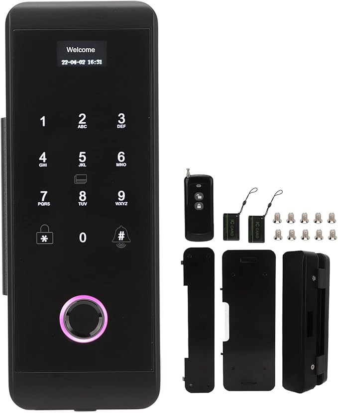 Dioche Biometric Door Lock, Keyless Entry, 4 Unlock Methods: Fingerprint, Password, IC Card, Keypad, Black