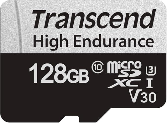 Transcend USD350V Micro SD Card 128GB, U3 V30 Memory Card for Nintendo-Switch/Dash cam/Security Cam/Surveillance/GoPro/Insta360/DJI/Drone/Action Cam, Up to 100MB/s, Full HD Video Recording w/Adapter
